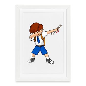 Dabbing Graduation Kid Diploma School Student - Framed poster (27 × 37 cm) - white - Front