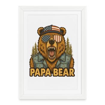 Papa Ours - Affiche encadrée (27 × 37 cm) - blanc - Devant