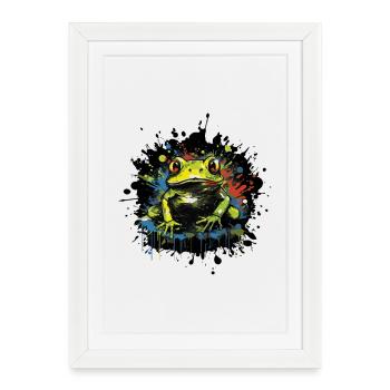 Splash of Color Frog Neon Style - Framed poster (27 × 37 cm) - white - Front