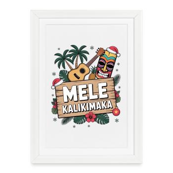 Noël Mele Kalikimaka Hawaii - Affiche encadrée (27 × 37 cm) - blanc - Devant