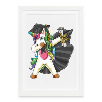 Dabbing Unicorn Graduate Class 2025 Ceremony Gift - Framed poster (27 × 37 cm) - white - Front