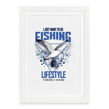 Conception du mode de vie de la pêche - Affiche encadrée (27 × 37 cm) - blanc - Devant