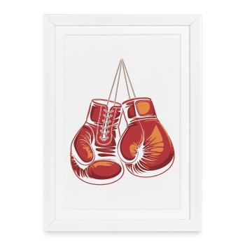 Red Boxing Gloves Illustration - Framed poster (27 × 37 cm) - white - Front