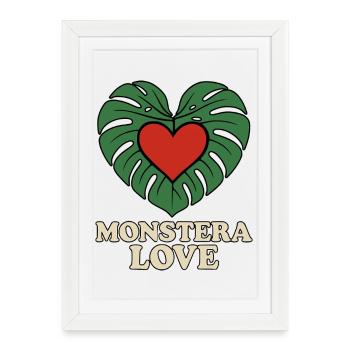 Monstera Love - Framed poster (27 × 37 cm) - white - Front