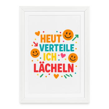 Smile Good mood, cheerful slogan shirt - Framed poster (27 × 37 cm) - white - Front