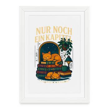 Reading Cat Bookworm, Only One More Chapter - Framed poster (27 × 37 cm) - white - Front