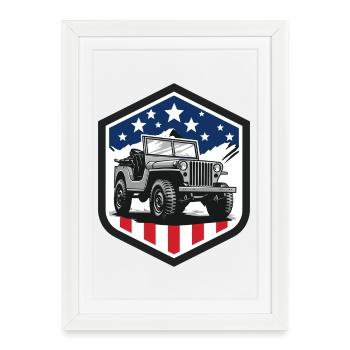 Willys-Overland-Jeep-USA - Affiche encadrée (27 × 37 cm) - blanc - Devant