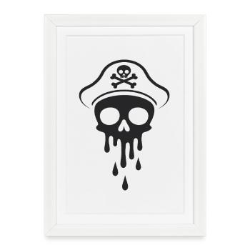 Capitaine Crâne Fondant Crâne Chapeau de Capitaine - Affiche encadrée (27 × 37 cm) - blanc - Devant