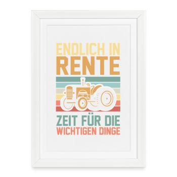 Régime de retraite Tracteur Pensionnaire Pensionnaire Agriculteur de retraite Trak - Affiche encadrée (27 × 37 cm) - blanc - Devant