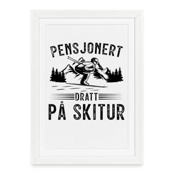 Retraité emmené en vacances au ski - Affiche encadrée (27 × 37 cm) - blanc - Devant