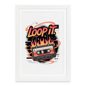 Retro Cassette Loop It Music Design - Framed poster (27 × 37 cm) - white - Front