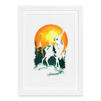 Deer, Forest, Nature, Wilderness, Outdoor, Animal - Framed poster (27 × 37 cm) - white - Front