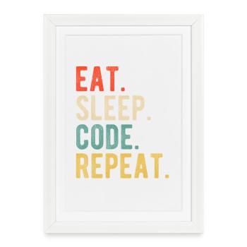 Eat Sleep Code Repeat Programmer Nerd Retro - Framed poster (27 × 37 cm) - white - Front