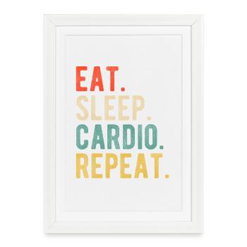 Manger Sommeil Cardio Répéter Entraînement Devise Rétro - Affiche encadrée (27 × 37 cm) - blanc - Devant