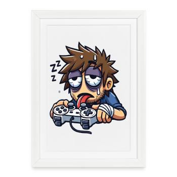 Rêveur Nocturne du Gamer - Affiche encadrée (27 × 37 cm) - blanc - Devant