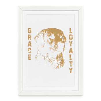 Golden Retriever Grâce Loyauté - Affiche encadrée (27 × 37 cm) - blanc - Devant