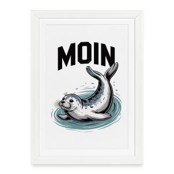 Phoque des phoques mer Baltique Moin en mer du Nord - Affiche encadrée (27 × 37 cm) - blanc - Devant
