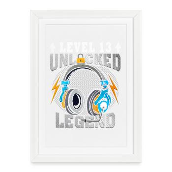 Niveau 13 débloqué – Légende - Affiche encadrée (27 × 37 cm) - blanc - Devant