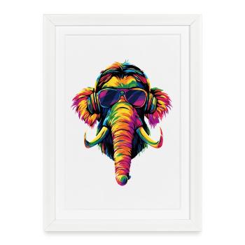 Mammouth Mammouth Laineux Âge glaciaire Mammouths Mammouth Doux - Affiche encadrée (27 × 37 cm) - blanc - Devant