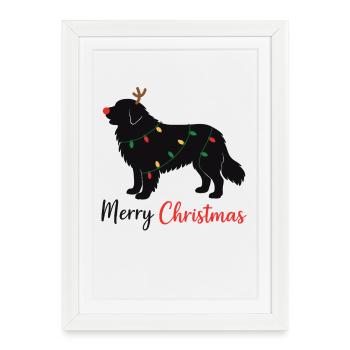 Grands Pyrénées Animaux d’hiver de Noël Chiens - Affiche encadrée (27 × 37 cm) - blanc - Devant