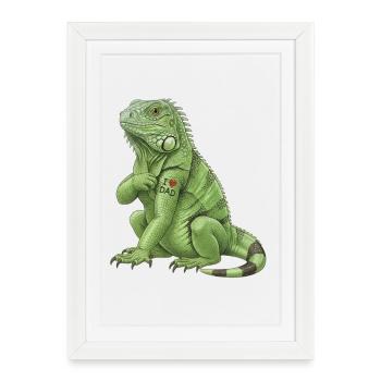 J’aime Papa Iguane - Affiche encadrée (27 × 37 cm) - blanc - Devant