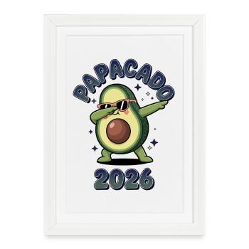 Papacado 2026 Danse de l’avocat Papa de bébé devenir papa - Affiche encadrée (27 × 37 cm) - blanc - Devant