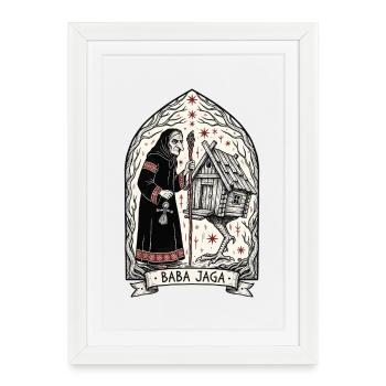 Baba Yaga Dark Slavic Witch Folk Art - Framed poster (27 × 37 cm) - white - Front