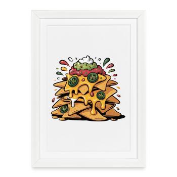 Explosion de la Tour Cheese Nacho - Affiche encadrée (27 × 37 cm) - blanc - Devant