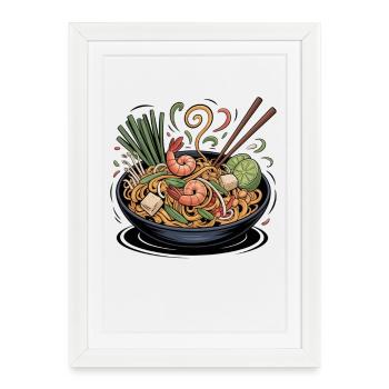 Spring ramen with shrimp and lime - Framed poster (27 × 37 cm) - white - Front