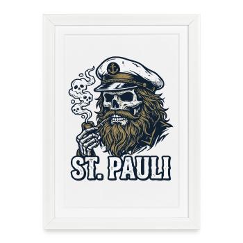 St Pauli Hamburg Paulianer Totenkopf Hafen Captain - Framed poster (27 × 37 cm) - white - Front