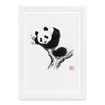 Sleeping Panda Zen Art - Framed poster (27 × 37 cm) - white - Front