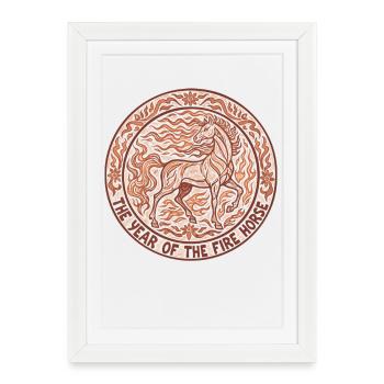 The Year Of The Fire Horse Design - Framed poster (27 × 37 cm) - white - Front