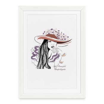 Déclaration de Dame élégante au chapeau Noir-Violet - Affiche encadrée (27 × 37 cm) - blanc - Devant