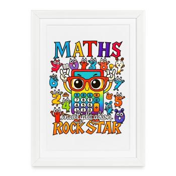 number day Maths Multiplication Rock Star - Framed poster (27 × 37 cm) - white - Front