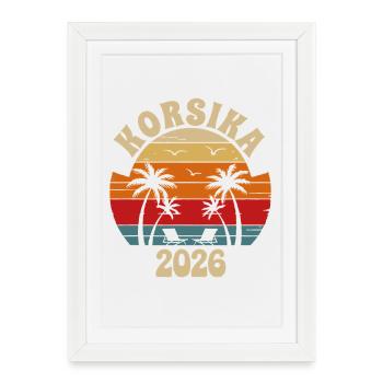 Corsica Retro Sunset 2026 - Affiche encadrée (27 × 37 cm) - blanc - Devant