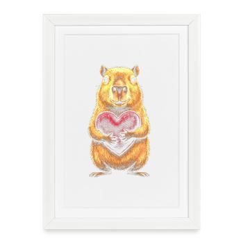 Motif de cœur de castor - Affiche encadrée (27 × 37 cm) - blanc - Devant