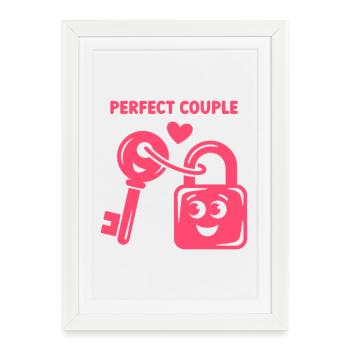 Perfect Couple Key and Lock Love - Framed poster (27 × 37 cm) - white - Front