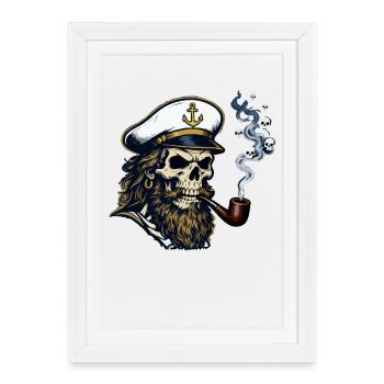 St Pauli Hamburg Paulianer Totenkopf Hafen Captain - Framed poster (27 × 37 cm) - white - Front