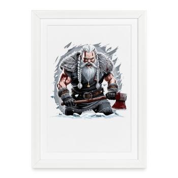 Légende viking marin viking Odin Corbeau Santa - Affiche encadrée (27 × 37 cm) - blanc - Devant