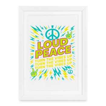 T-shirt Peace Sign, ambiance Festival - Affiche encadrée (27 × 37 cm) - blanc - Devant