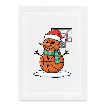 Basketball Snowman Xmas Graphic for Bball Fans Kid - Framed poster (27 × 37 cm) - white - Front