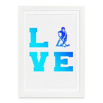 Minimalist floorball motif - Framed poster (27 × 37 cm) - white - Front