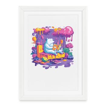 Colorful bear harvest in the flow of colors - Framed poster (27 × 37 cm) - white - Front