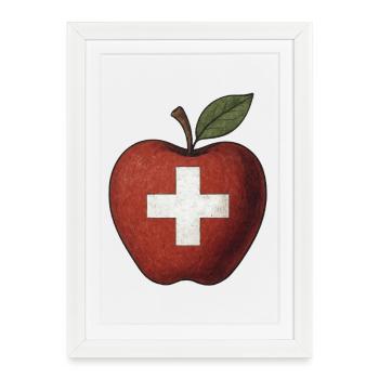 Suisse - Affiche encadrée (27 × 37 cm) - blanc - Devant