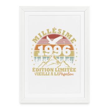 Millésime 1996 Vintage Anniversaire Rétro Cadeau - Affiche encadrée (27 × 37 cm) - blanc - Devant