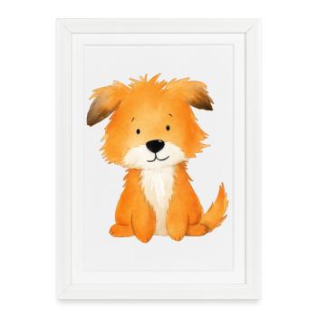 Chien Ami – Illustration Douce et Mignonne - Affiche encadrée (27 × 37 cm) - blanc - Devant