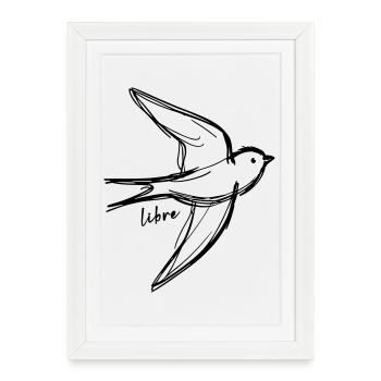 Oiseau libre - Affiche encadrée (27 × 37 cm) - blanc - Devant