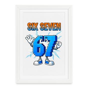 67 Gen Alpha Six Seven Italian 6 7 Brainrot - Framed poster (27 × 37 cm) - white - Front