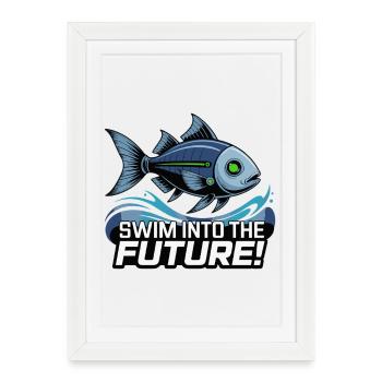 Motif du futur poisson nageur - Affiche encadrée (27 × 37 cm) - blanc - Devant