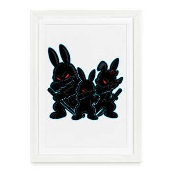 ninja Easter bunny dabbing, cool bunny gang - Framed poster (27 × 37 cm) - white - Front